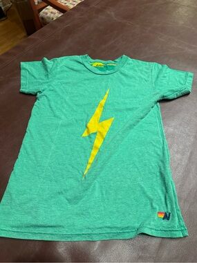Aviator nation Green Tee with Yellow Lightning Bolt